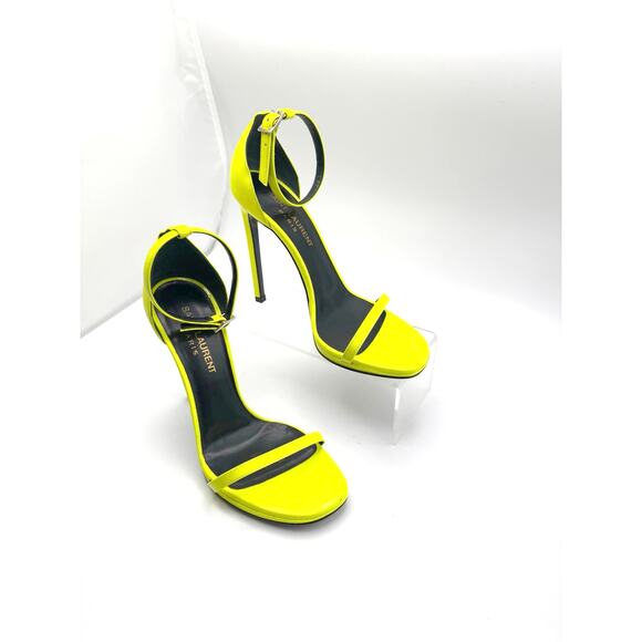 SAINT LAURENT Amber Ankle Strap Sandals in Fluo Yellow size EU 36 - Picture 4 of 12